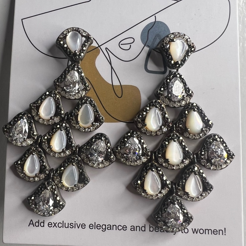 Judith Jack Swarovski Marcasite Sterling Silver Chandelier Post Back Earrings